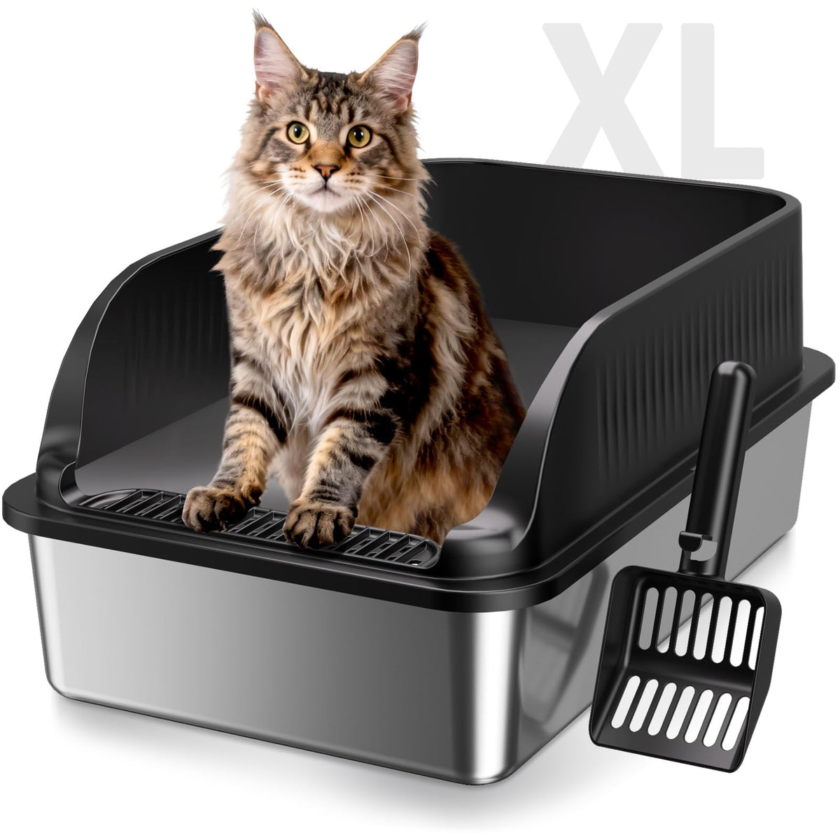 H3 Light Grey Stainless Steel Litter Box