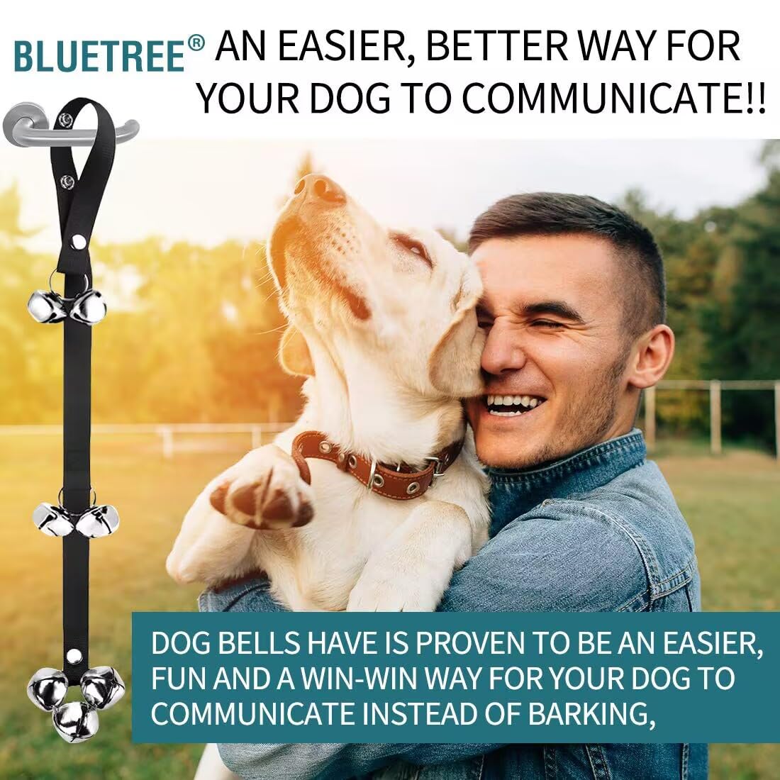 BLUETREE 2 Pack Dog Doorbells Premium Quality Training Potty Great Dog Bells Adjustable Door Bell Dog Bells for Potty Training Your Puppy The Easy Way - 7 Extra Large Loud 1.4 DoorBells
