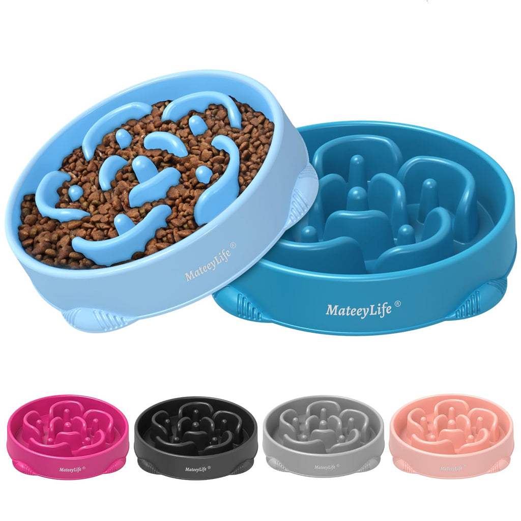 MateeyLife Slow Feeder Dog Bowls 2PCS, Anti-Choking Puzzle Dog Food Bowls, Anti-Slip Interactive Feeding Slow Down Eating, Bloat Stop Maze Dishes for All Breeds Pets