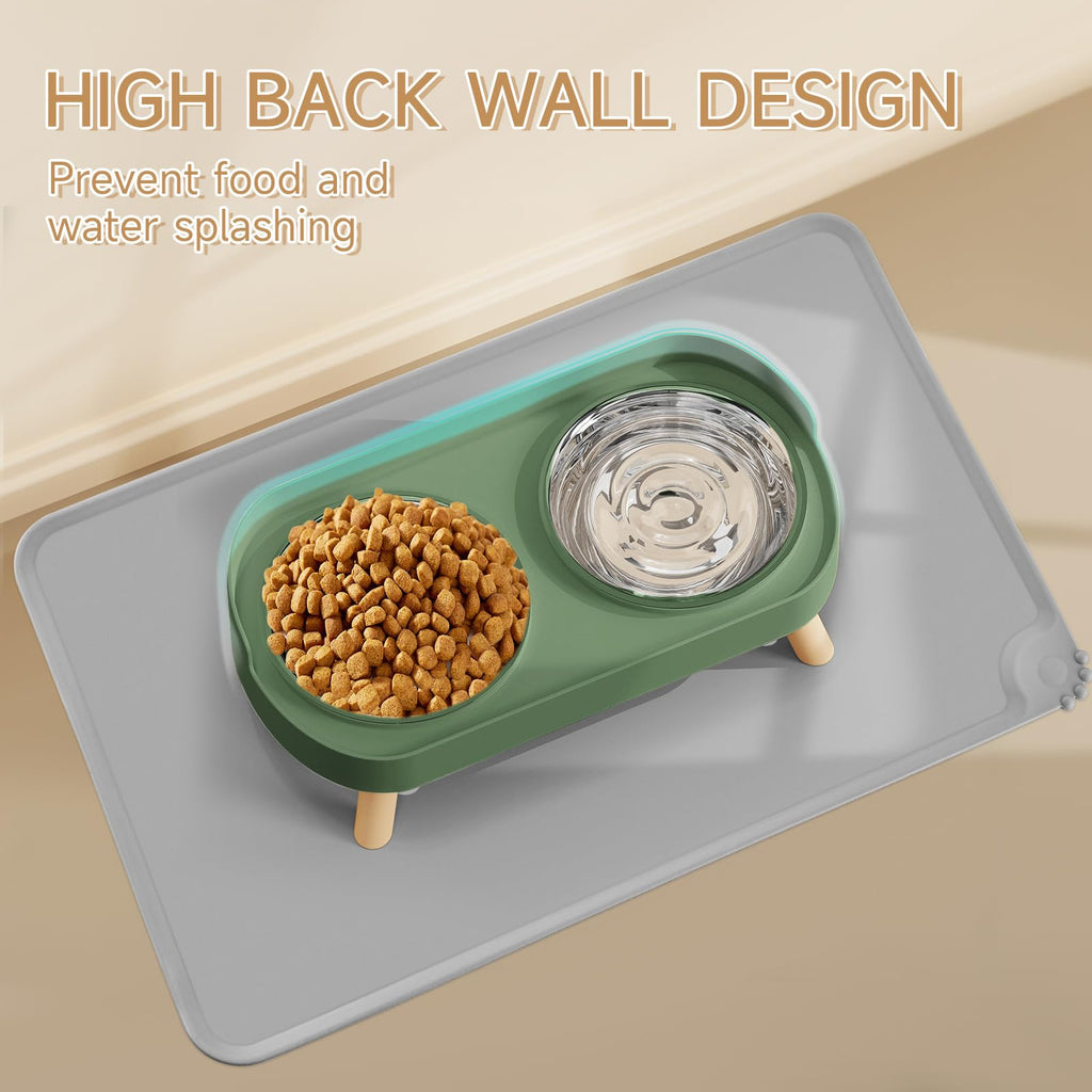 Elevated Cat Bowl, Raised Cat Food and Water Bowl Set for Indoor Cats