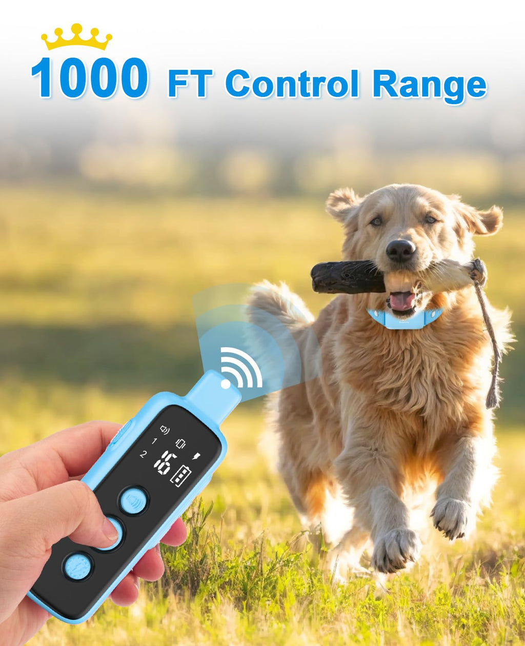 Bousnic Shock Collar for Dogs - Waterproof Rechargeable Dog Electric Training Collar with Remote for Small Medium Large Dogs with Beep, Vibration, Safe Shock Modes (8-120 Lbs)