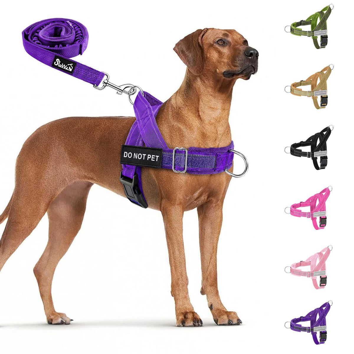 SlowTon No Pull Dog Harness and Leash Set - Heavy Duty, Soft Padded