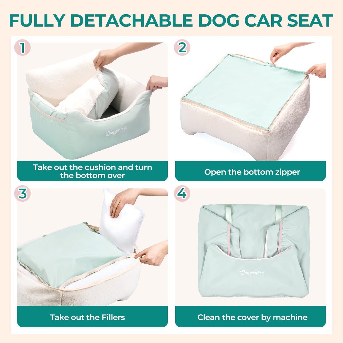 BurgeonNest Dog Car Seat for Small Dogs Comfort Dog Bed