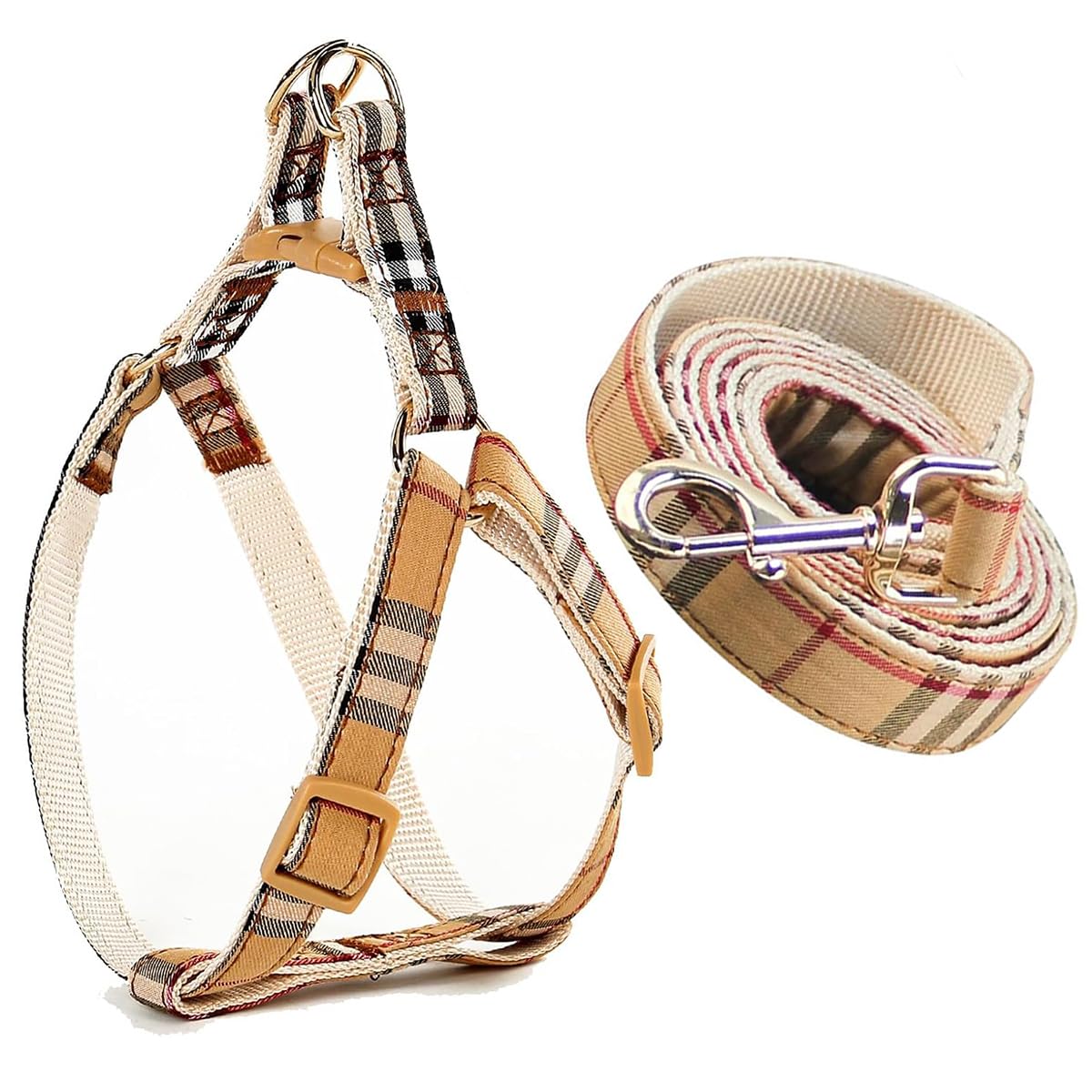 NISIYE Cute Plaid Dog Harness & Leash Set, Adjustable No‑Pull Safety Buckle Harness for Small Puppy Boy Girl Pets Durable Gift for Boy Girl Pets