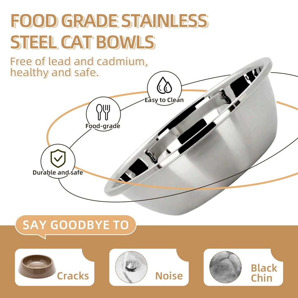 Elevated Cat Bowl, Raised Cat Food and Water Bowl Set for Indoor Cats