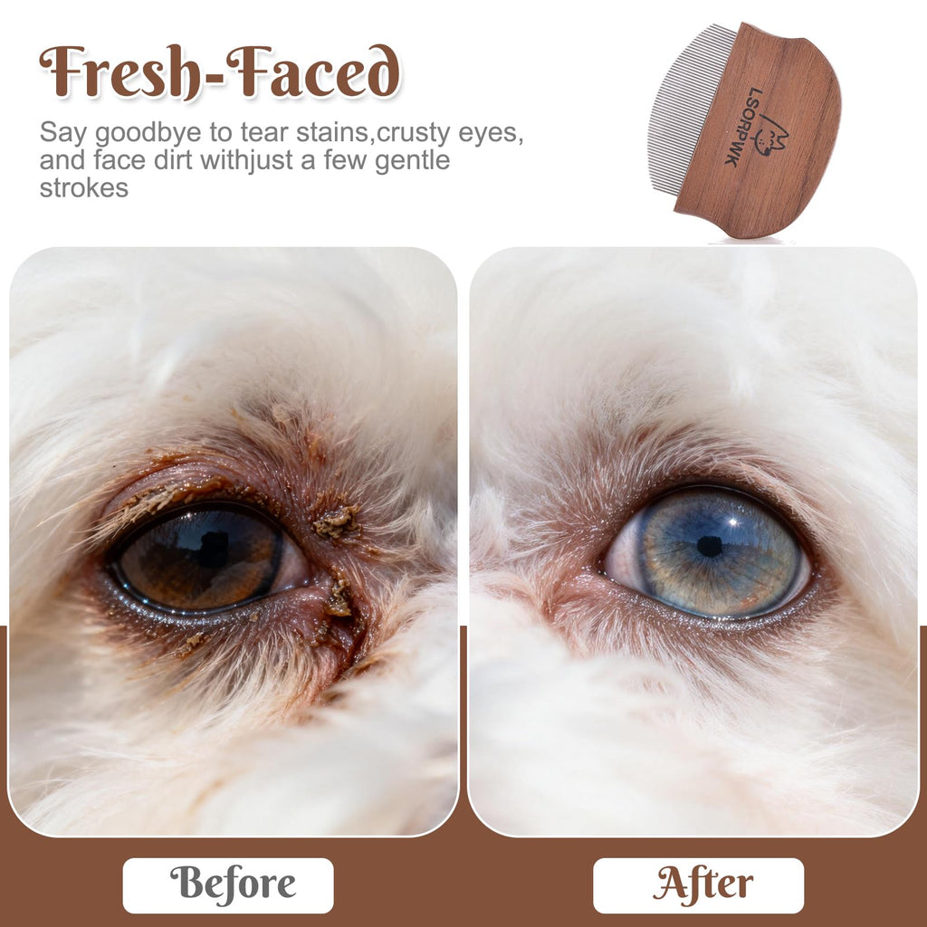 Walnut Wood Eye Comb for Pets, Professional Tear Stain Removal Tool