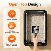 H3 Light Grey Stainless Steel Cat Litter Box for Home Use