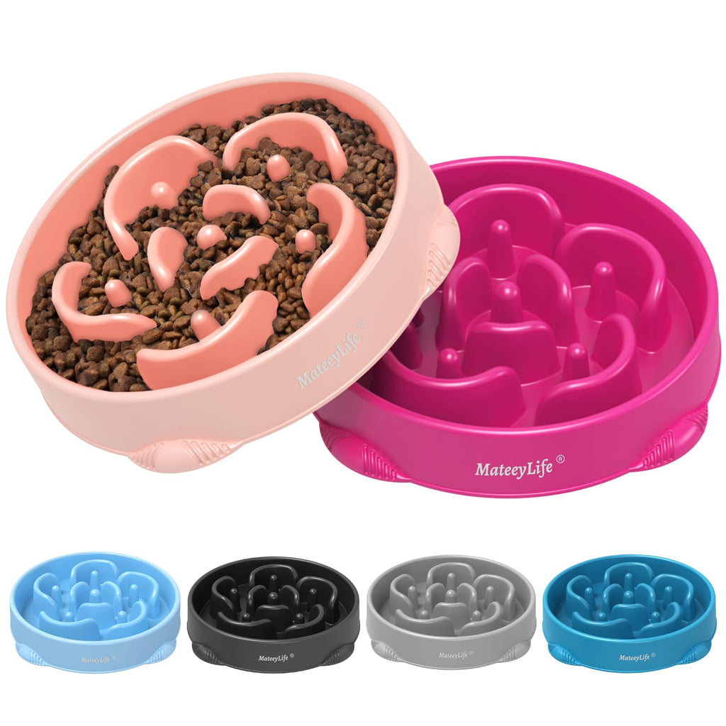 MateeyLife Slow Feeder Dog Bowls 2PCS, Anti-Choking Puzzle Dog Food Bowls, Anti-Slip Interactive Feeding Slow Down Eating, Bloat Stop Maze Dishes for All Breeds Pets