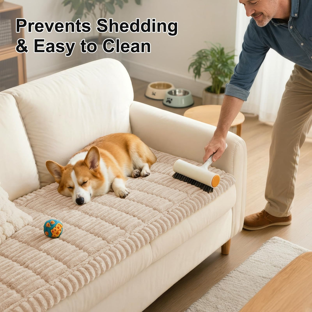 Smiry Couch Cover for Dogs, Non Slip Washable Sofa Protector for Pets, Soft Furniture Cover for Pet, Stylish Sofa Covers, Cozy Protect Against Fur, Dirt & Everyday Messes