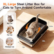 H3 Light Grey Stainless Steel Cat Litter Box for Home Use