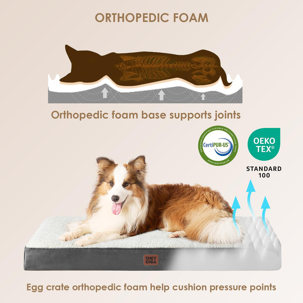 EHEYCIGA Orthopedic Dog Beds for Dogs with Removable Washable Cover for Crate