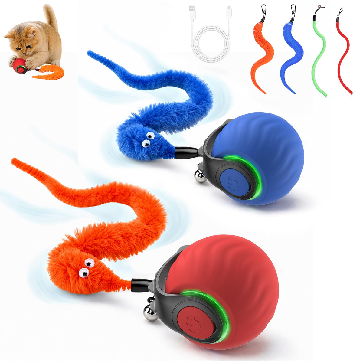 Interactive Cat Toys with Bird Sounds & 8 Speed Modes for Indoor Cats Play