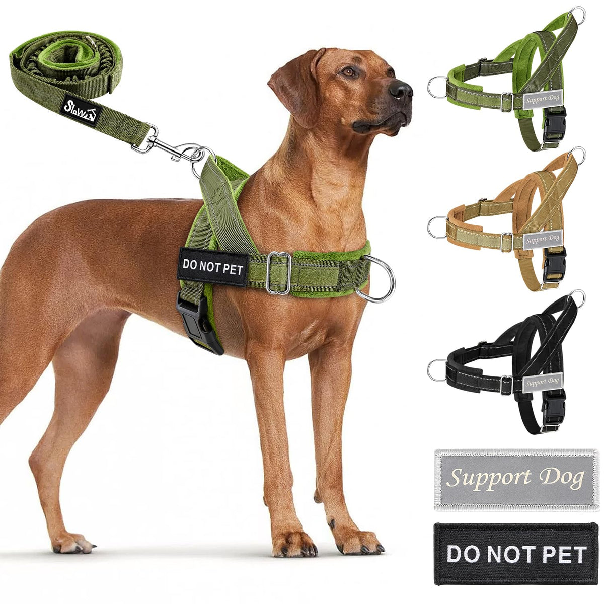 SlowTon No Pull Dog Harness and Leash Set - Heavy Duty, Soft Padded