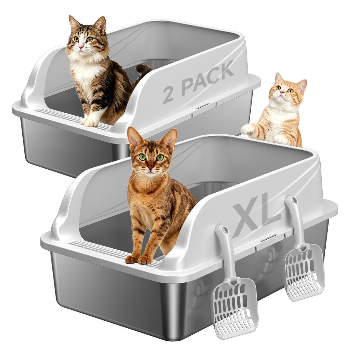 H3 Light Grey Stainless Steel Litter Box