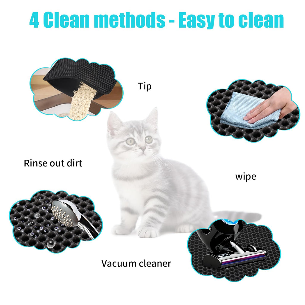 FADEYJ Cat Litter Mat, Kitty Litter Collector, Double Layered Honeycomb Design Waterproof, Anti Urine, Anti Slip, Easy to Clean, Limit Garbage