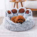 EAGLCQA Plush Calming Dog Bed, Dog Bed Cat Pet Sofa Cute Bear Paw Shape Pet Sleeping Beds for Medium Dogs and Cats, Cuddler Nest Pet Bed,Gray,55x55x38cm