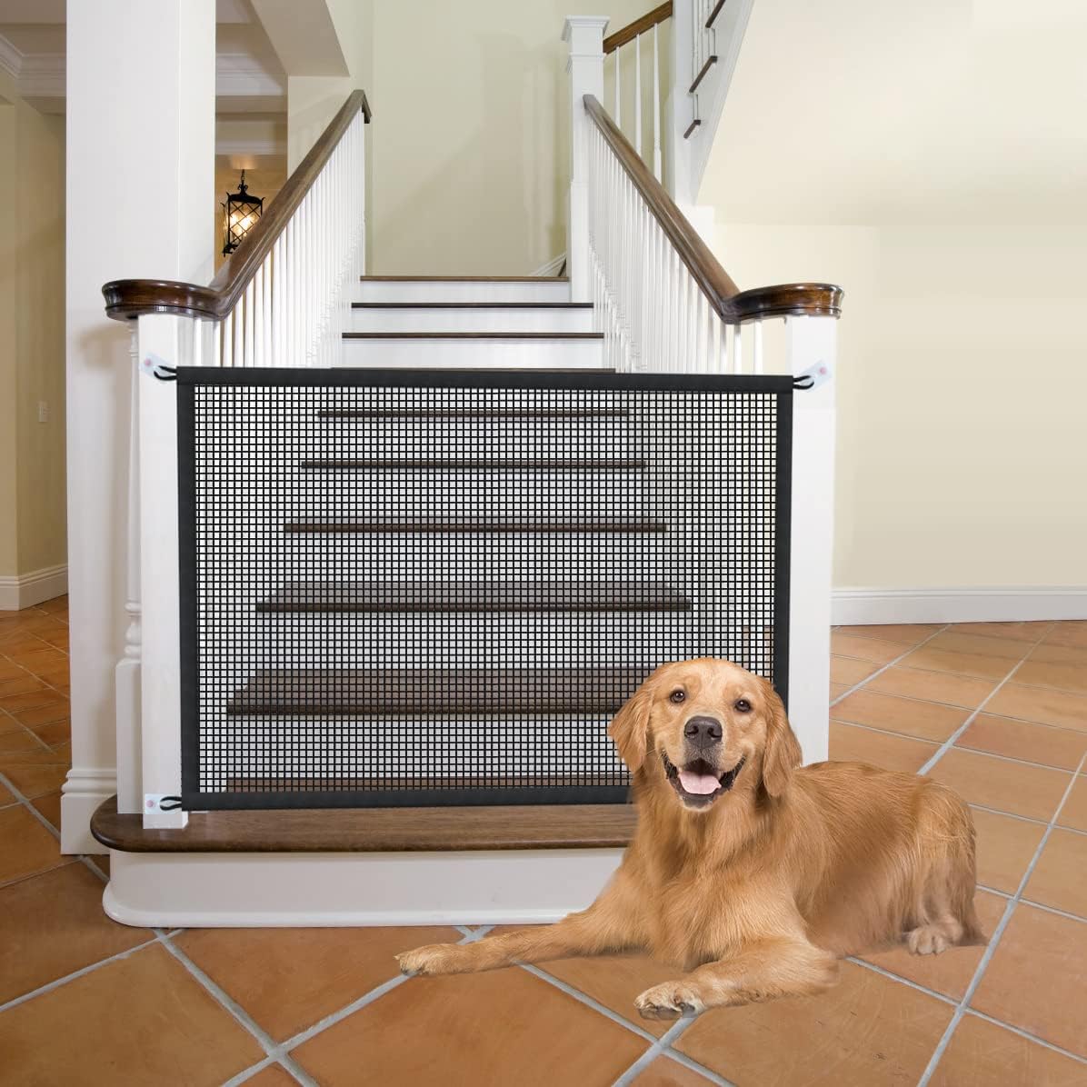Dog Gate for Stairs Pet Gates for The House: Dogs Screen Mesh Gate for Doorways Stairways Indoor Safety