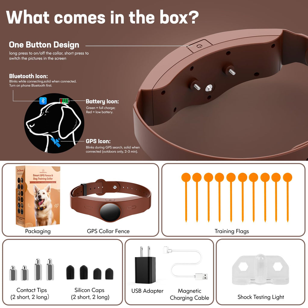 NBSUN GPS Wireless Dog Collar Fence System with Free App Electric Dog Fence