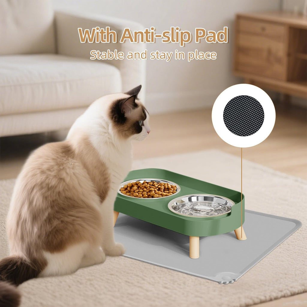 Elevated Cat Bowl, Raised Cat Food and Water Bowl Set for Indoor Cats