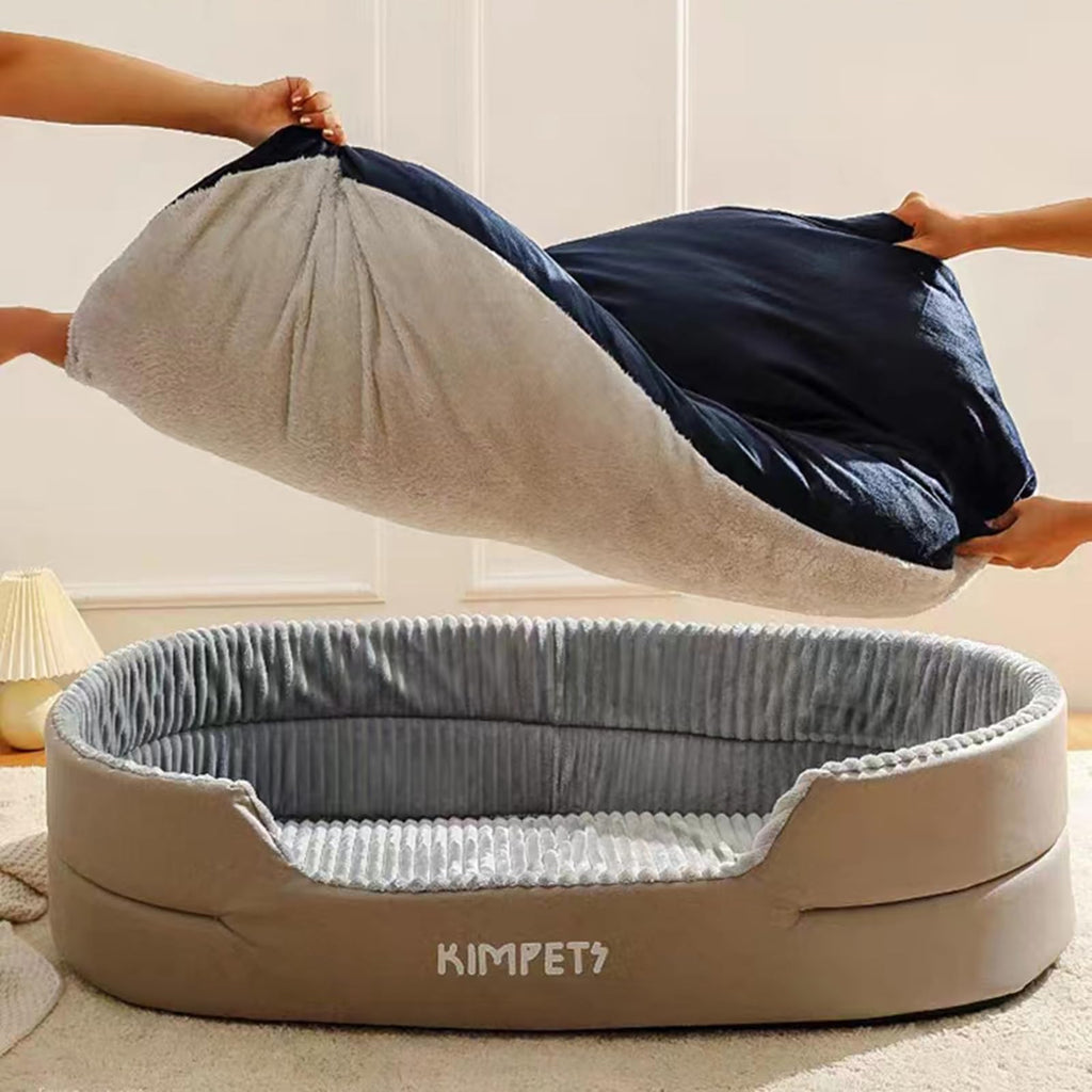 EAGLCQA Waterproof Large Dog Bed with Side Medium Dog Bed Washable - Soft Pet Bed Mat for Dogs (Grey Small 23)