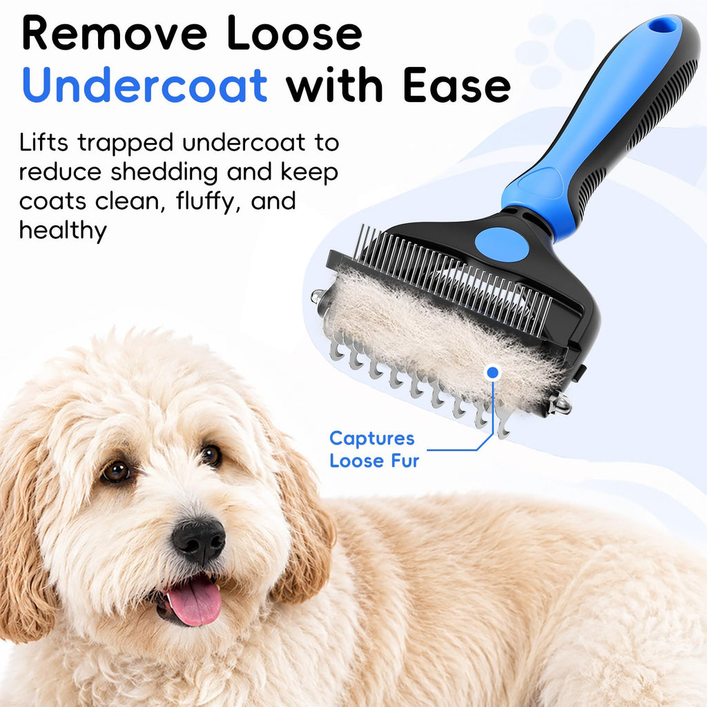 AXEFUN 3-in-1 Professional Pet Grooming Brush for Dogs & Cats – Dematting Comb, Undercoat Rake & Deshedding Tool for Long & Short Hair, Heavy Shedding & Matted Fur