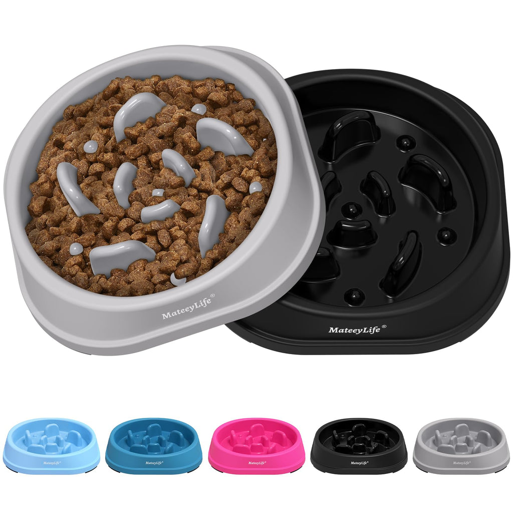 MateeyLife Slow Feeder Dog Bowls 2PCS, Anti-Choking Puzzle Dog Food Bowls, Anti-Slip Interactive Feeding Slow Down Eating, Bloat Stop Maze Dishes for All Breeds Pets