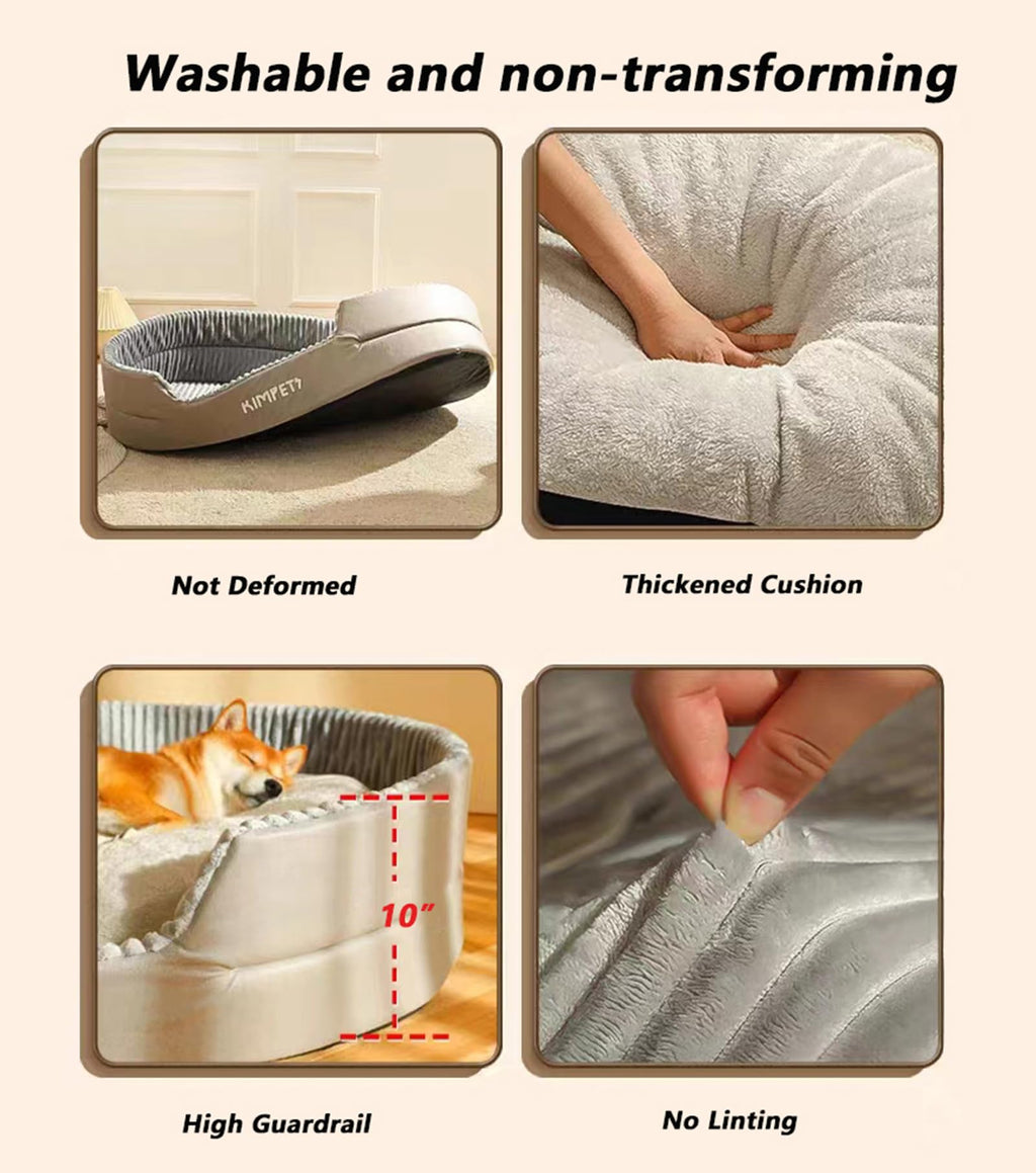 EAGLCQA Waterproof Large Dog Bed with Side Medium Dog Bed Washable - Soft Pet Bed Mat for Dogs (Grey Small 23)