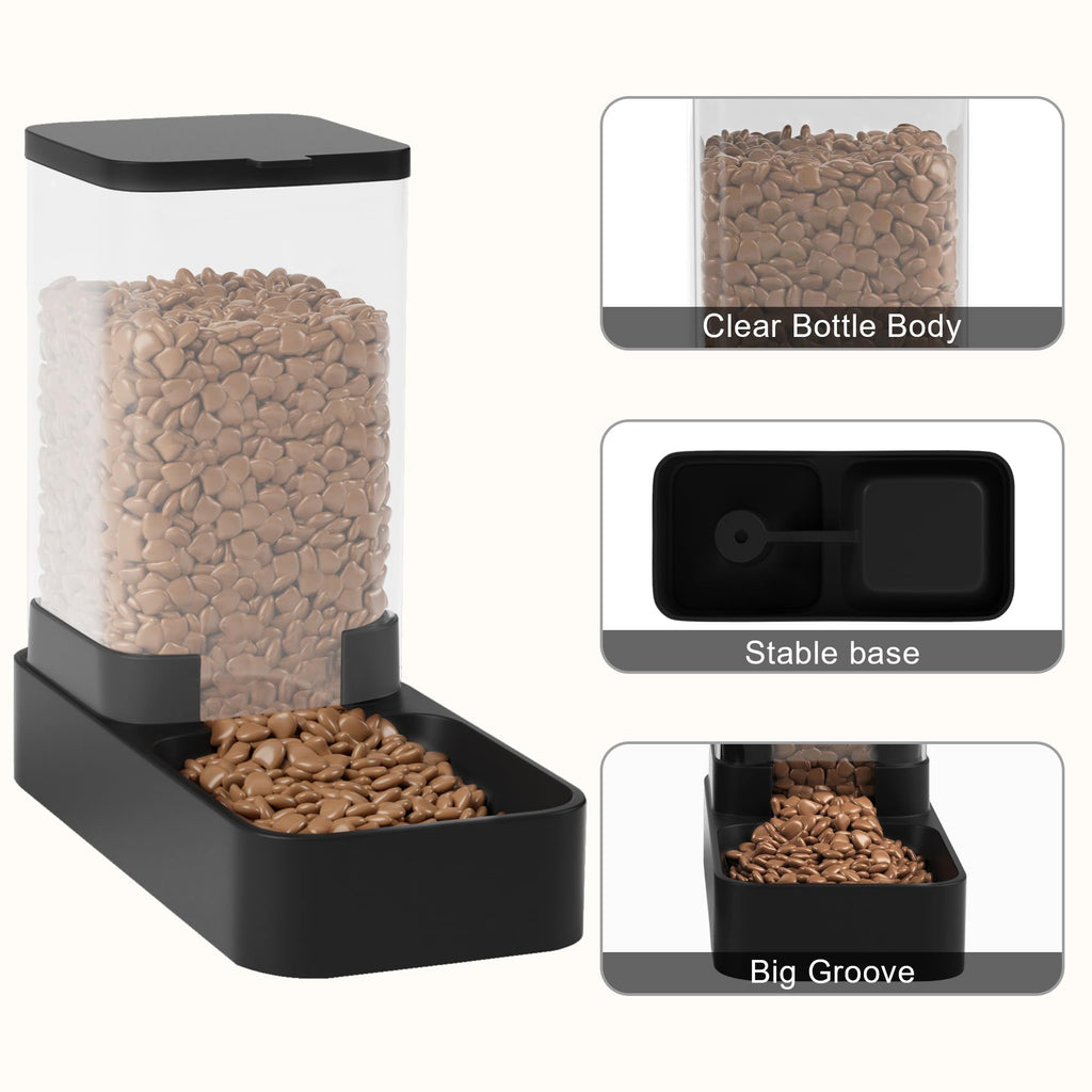 Wefeedy Automatic Cat Feeder and Water Dispenser in Set with Pet Food Bowl,Gravity Dog Waterer and Food Feeder for Small Medium Dog Cat Puppy Kitten Large Capacity