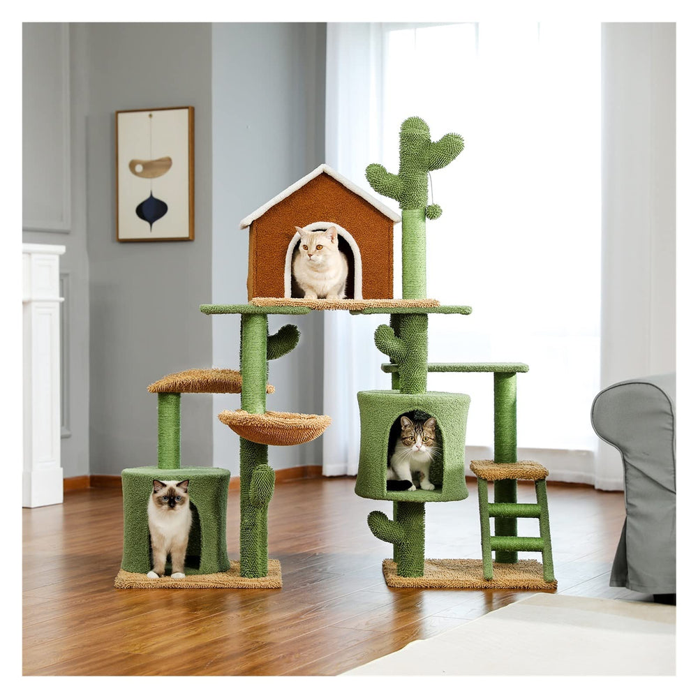 3-in-1 Cactus Cat Tree with Scratching Post & Condo