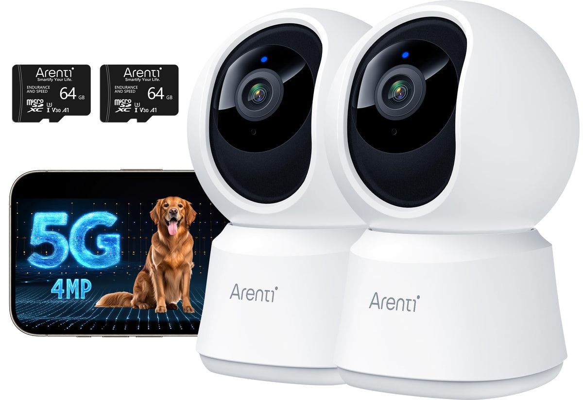 ARENTI 5G Indoor Security Camera, 4MP Pet Camera with Speaker for Dog/Cat, Baby Monitor with Phone App, Dual-Band WiFi, Auto Tracking, Super Night Vision, 2-Way Talk, Cloud & SD Card Storage(P2Q)