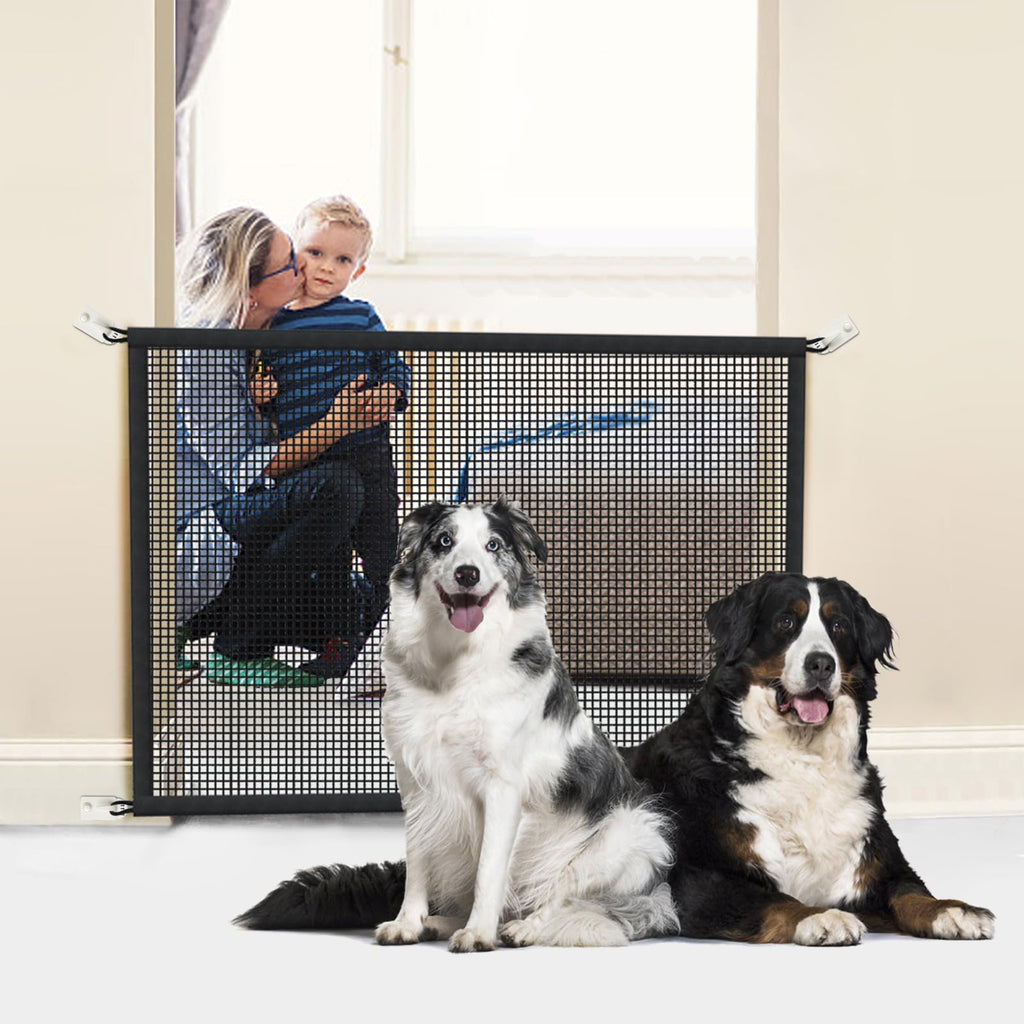 Dog Gate for Stairs Pet Gates for The House: Dogs Screen Mesh Gate for Doorways Stairways Indoor Safety