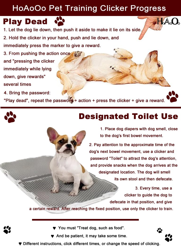HoAoOo Dog Training Clicker with Sring Wrist and Keyring - Pet Dog Training Clickers for Puppy, Cat, Potty, Bird, Horse, Pet, Trainer Training Tools, Behavior Aids