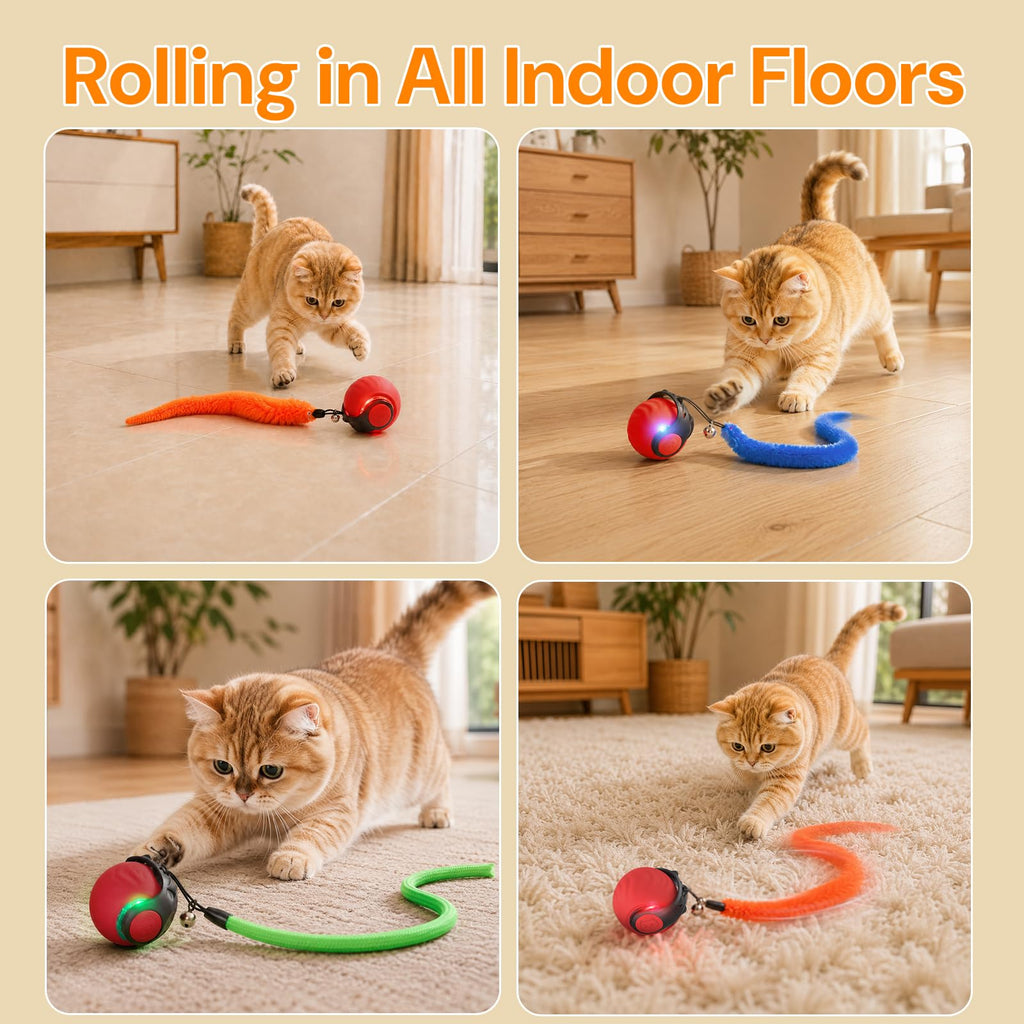 Interactive Cat Toys with Bird Sounds & 8 Speed Modes for Indoor Cats Play