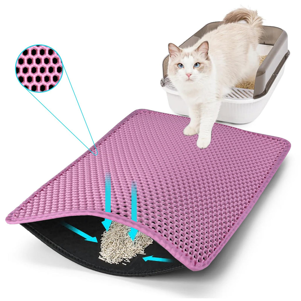 FADEYJ Cat Litter Mat, Kitty Litter Collector, Double Layered Honeycomb Design Waterproof, Anti Urine, Anti Slip, Easy to Clean, Limit Garbage