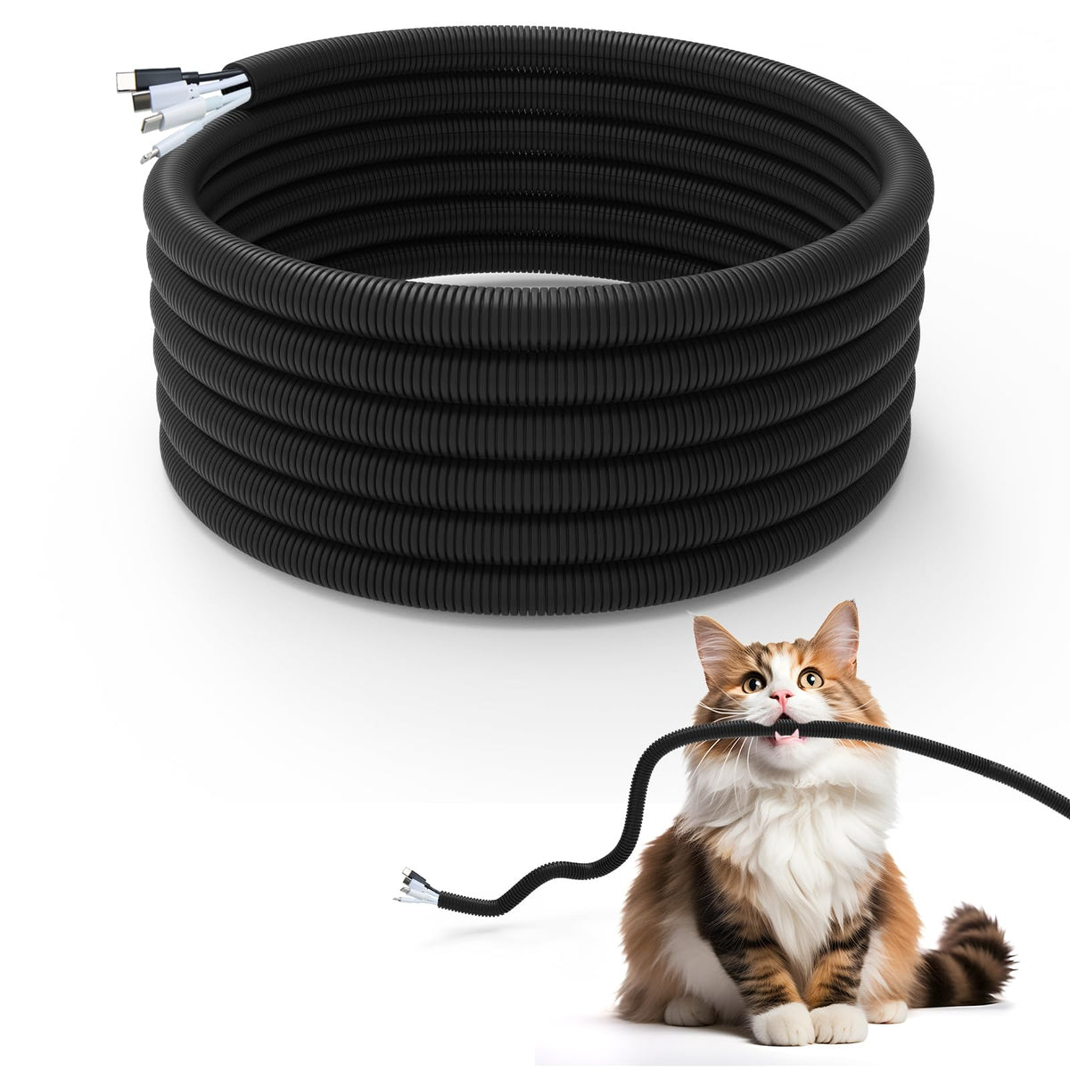 Cord Protector for Pets, 20ft-Cable Protecter from Chewing,Durable Wires Covers Stop Chewing Wires from Rabbits, Cats Dogs and Other Pets