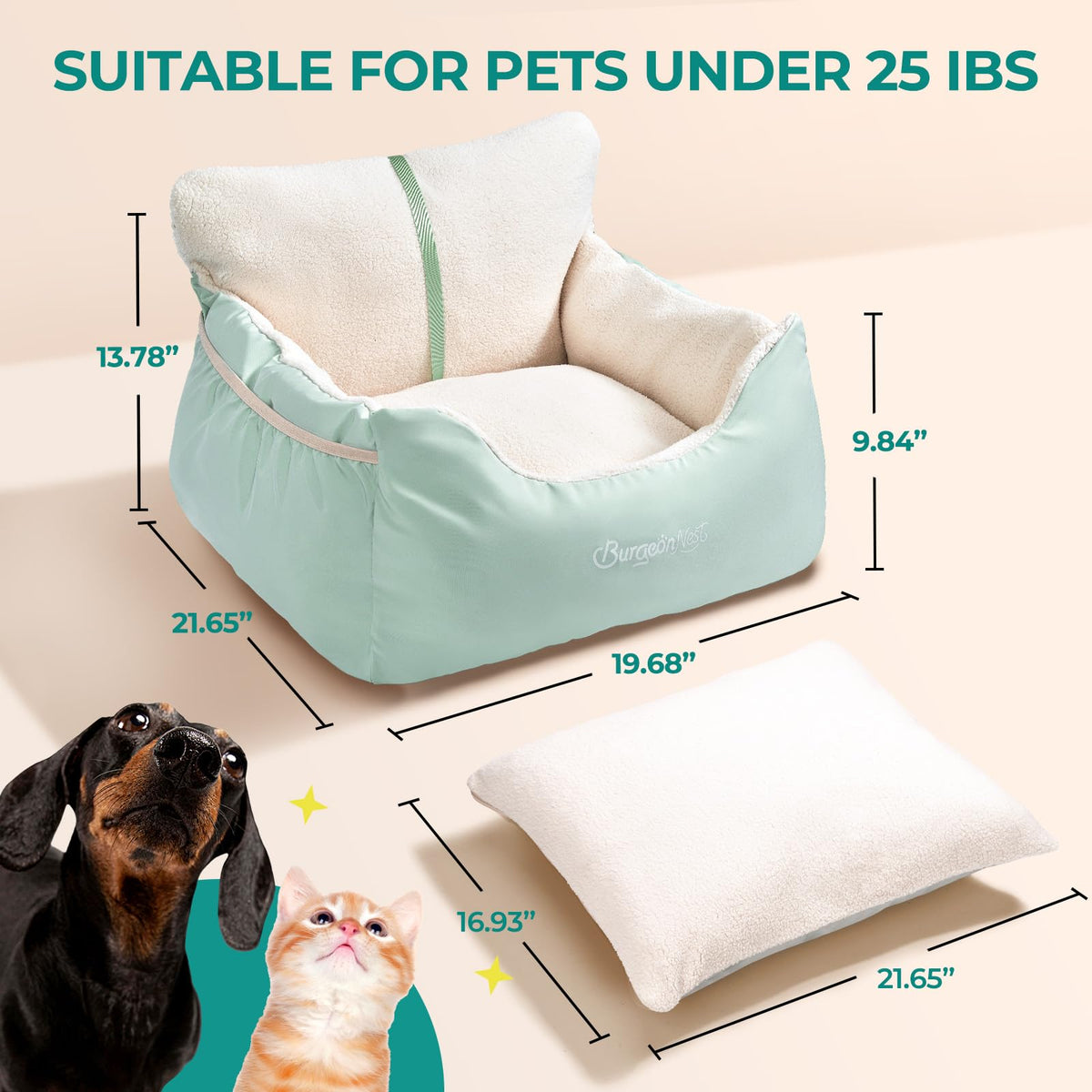 BurgeonNest Dog Car Seat for Small Dogs Comfort Dog Bed