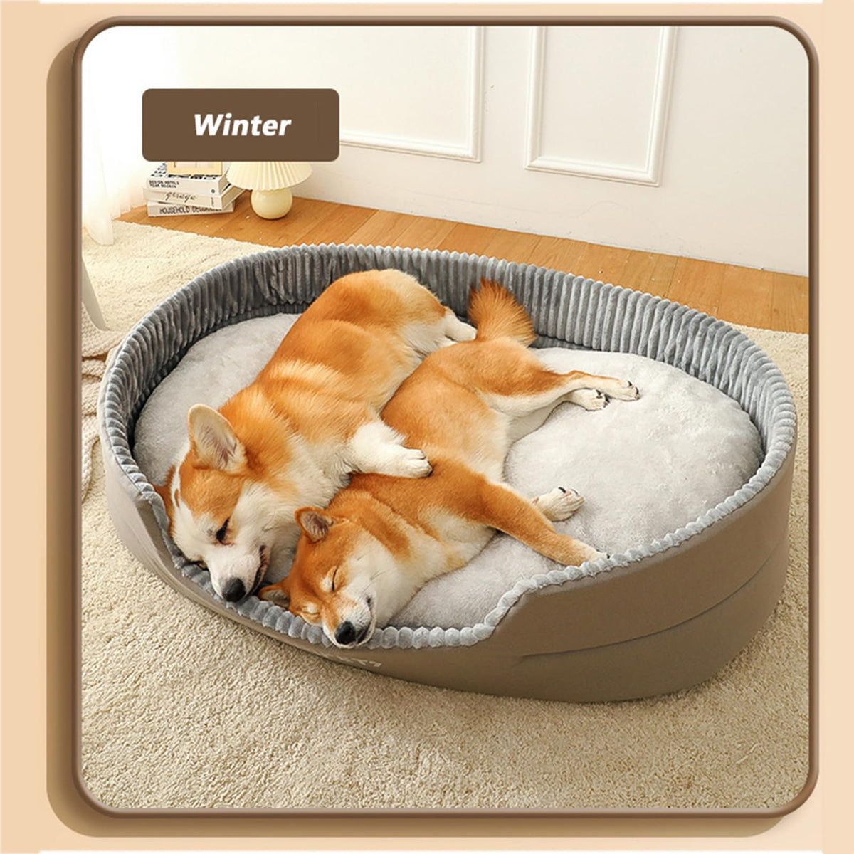 EAGLCQA Waterproof Large Dog Bed with Side Medium Dog Bed Washable - Soft Pet Bed Mat for Dogs (Grey Small 23)