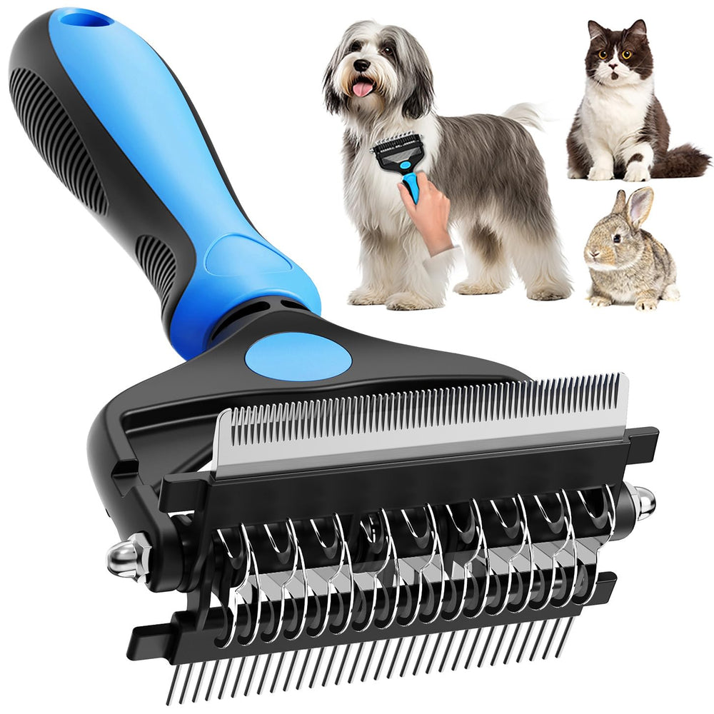 AXEFUN 3-in-1 Dematting & Deshedding Brush for Pets