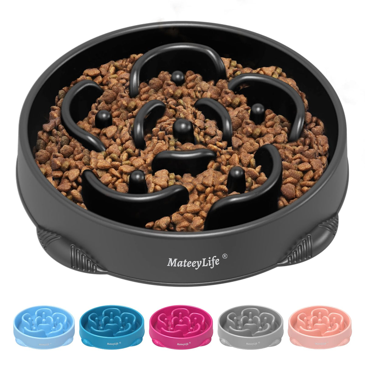 MateeyLife Slow Feeder Dog Bowls 2PCS, Anti-Choking Puzzle Dog Food Bowls, Anti-Slip Interactive Feeding Slow Down Eating, Bloat Stop Maze Dishes for All Breeds Pets