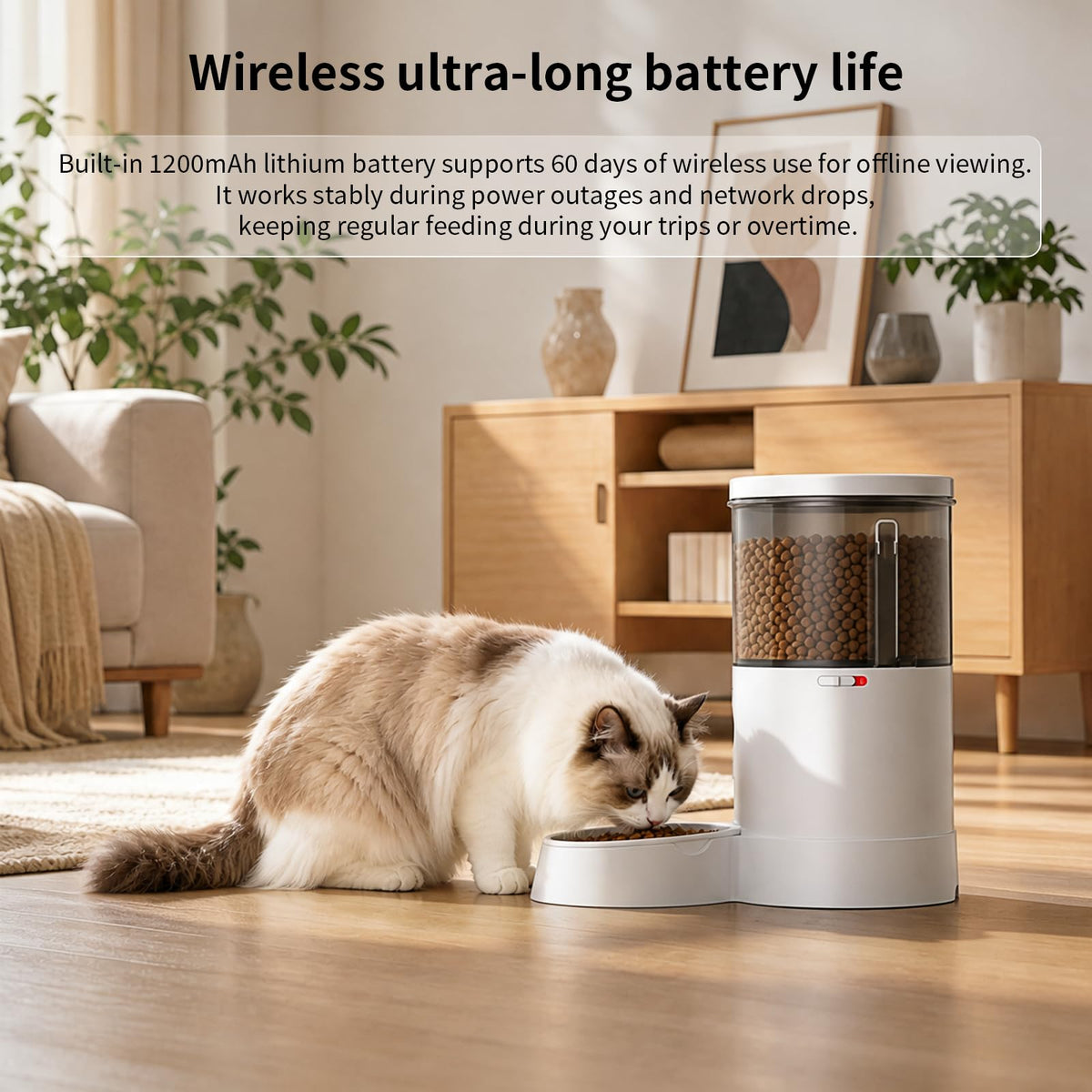 DOUDOU PET Automatic Cat Feeder, 5G&2.4G WiFi Pet Feeders, 4.5L Programmable Cat Food Dispenser with Airtight Lock-Fresh Technology,Equipped with a Ceramic Bowl and a Low Food Level Sensor