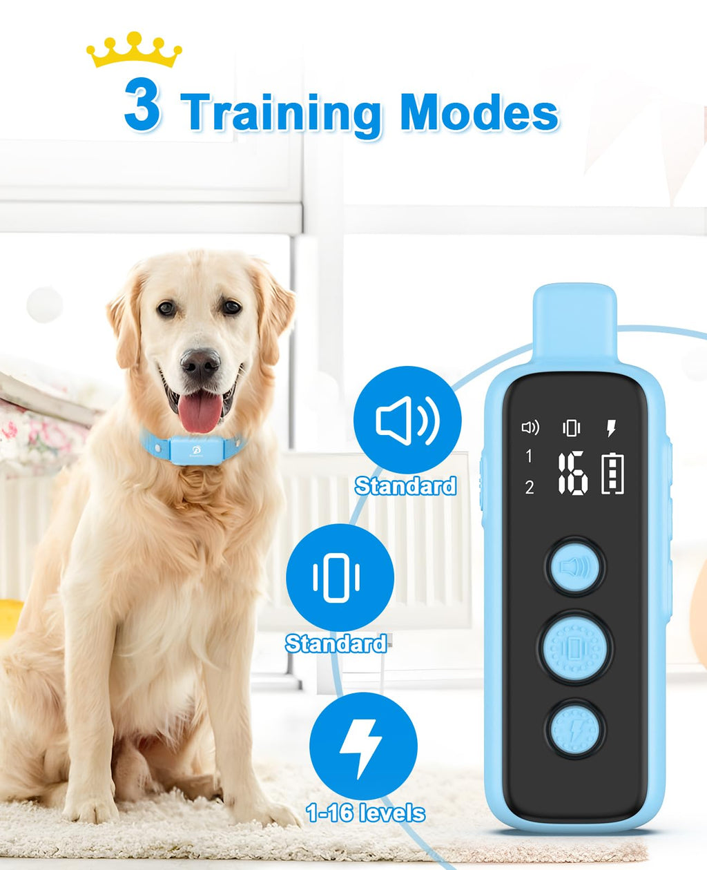 Bousnic Shock Collar for Dogs - Waterproof Rechargeable Dog Electric Training Collar with Remote for Small Medium Large Dogs with Beep, Vibration, Safe Shock Modes (8-120 Lbs)
