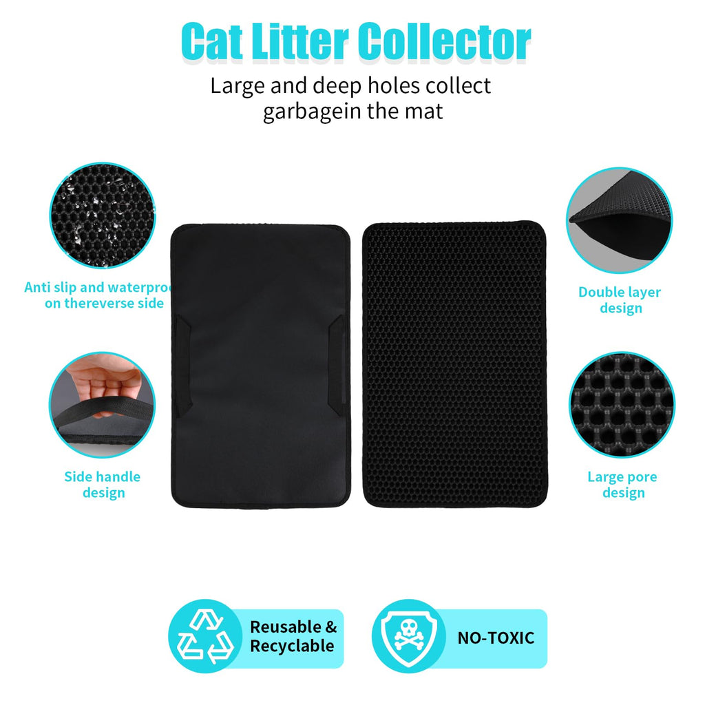 FADEYJ Cat Litter Mat, Kitty Litter Collector, Double Layered Honeycomb Design Waterproof, Anti Urine, Anti Slip, Easy to Clean, Limit Garbage