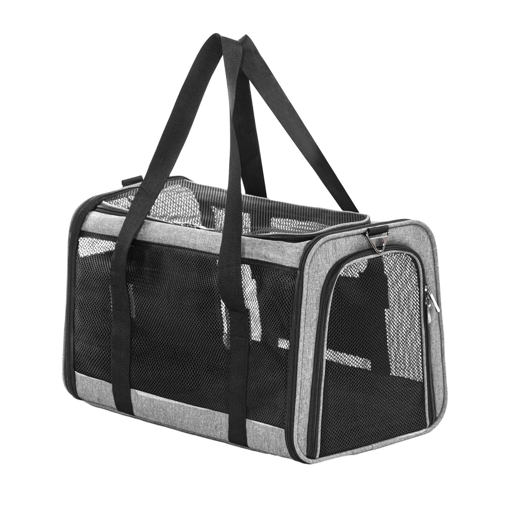 Petsfit 18 X 11 X 11 Airline Approved & Cat Car Carrier, with Patent Safety Buckles & Lockable Zippers Preventing Escapes, Breathable Mesh & Padded Mat — Portable, Stress-Free Travel Carrier