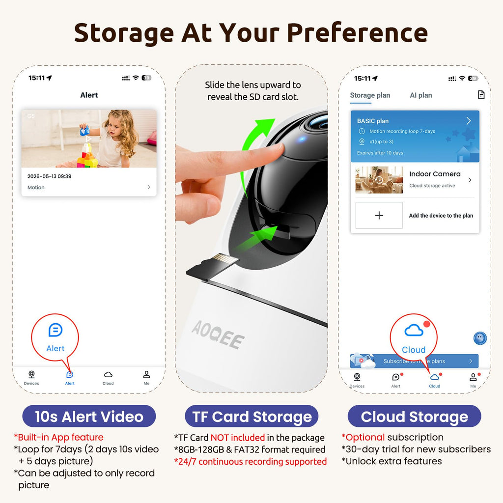 AOQEE 5G Cameras for Home Security Indoor, Pet Monitor w/Phone APP G5