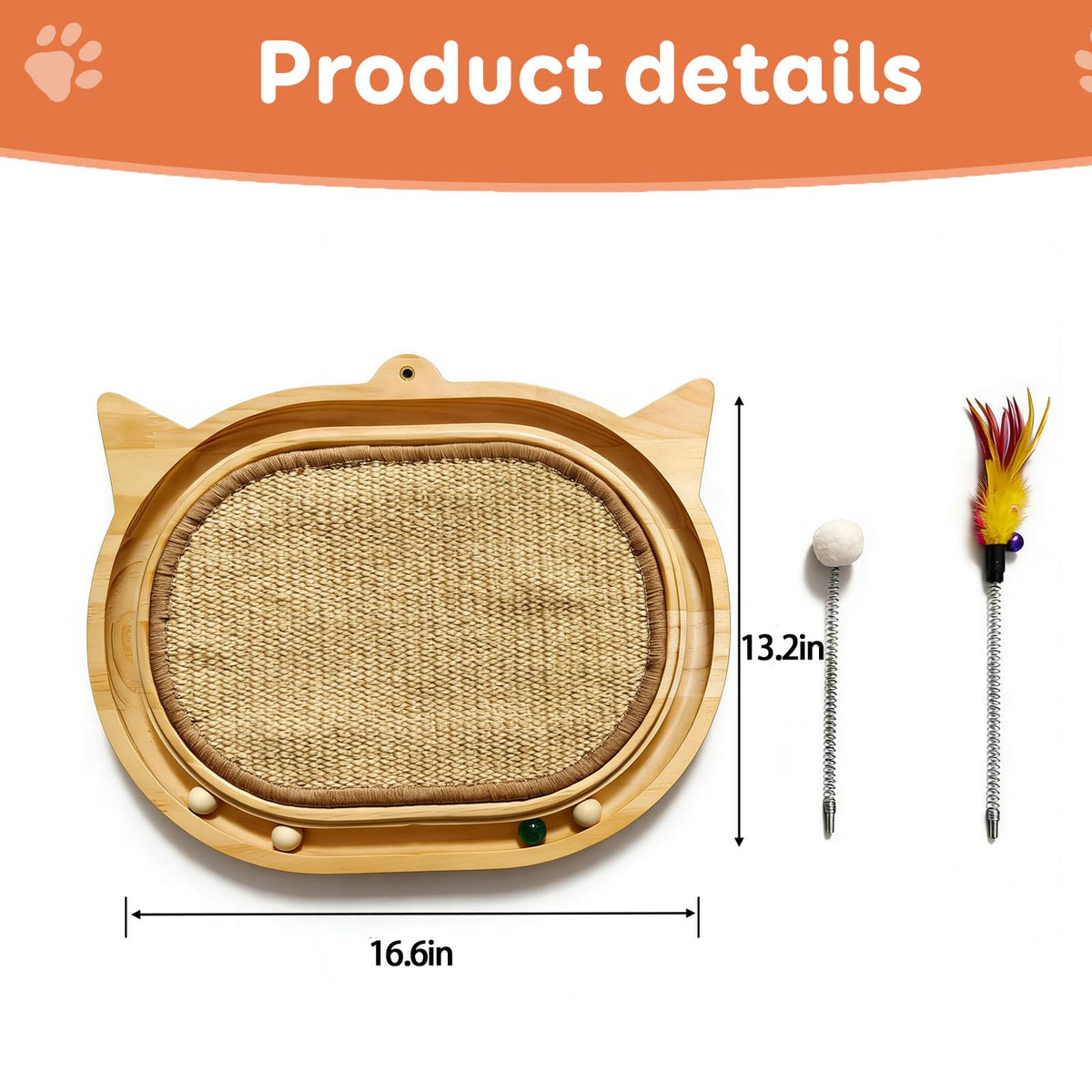 Sxtglxr Cat Scratcher with Ball Track Feather,Sisal Scratch Pad for Cat Indoor Use,Cat Puzzle Toys Wooden Interactive Fit Kitten and Adult Cats,Indoor Entertainment Chasing Hunting Physical Exercise
