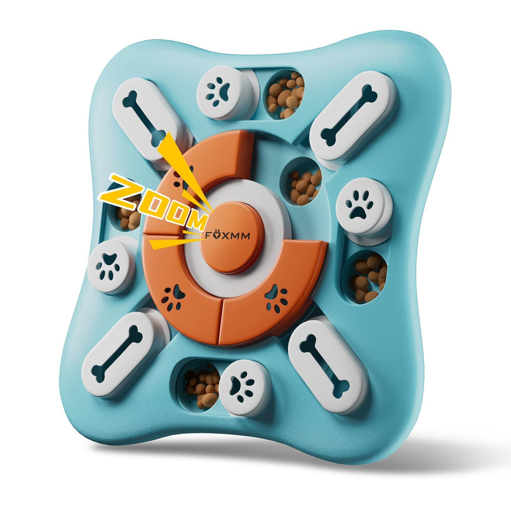 FOXMM Interactive Dog Puzzle Toy with Squeaker & Slow Feeder