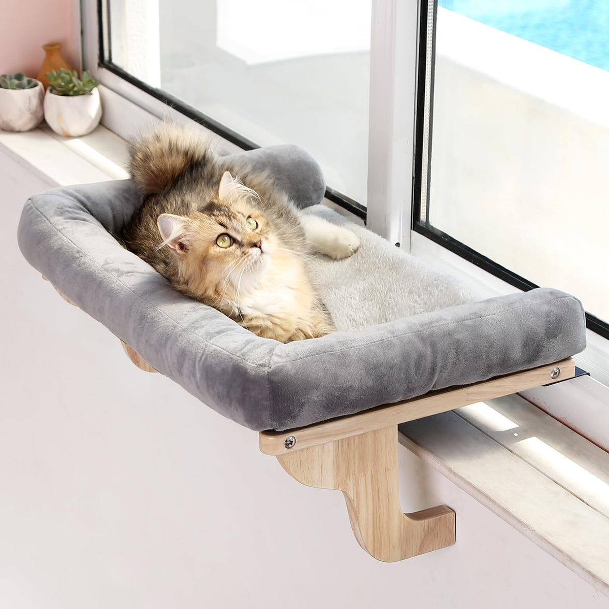 Zakkart Cat Perch for Windowsill with Bolsters