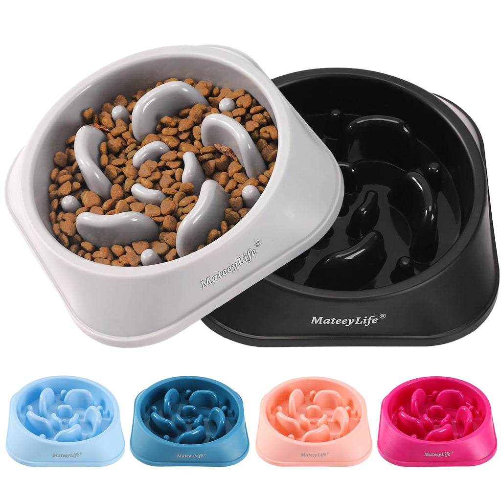 MateeyLife Slow Feeder Dog Bowls 2PCS, Anti-Choking Puzzle Dog Food Bowls, Anti-Slip Interactive Feeding Slow Down Eating, Bloat Stop Maze Dishes for All Breeds Pets