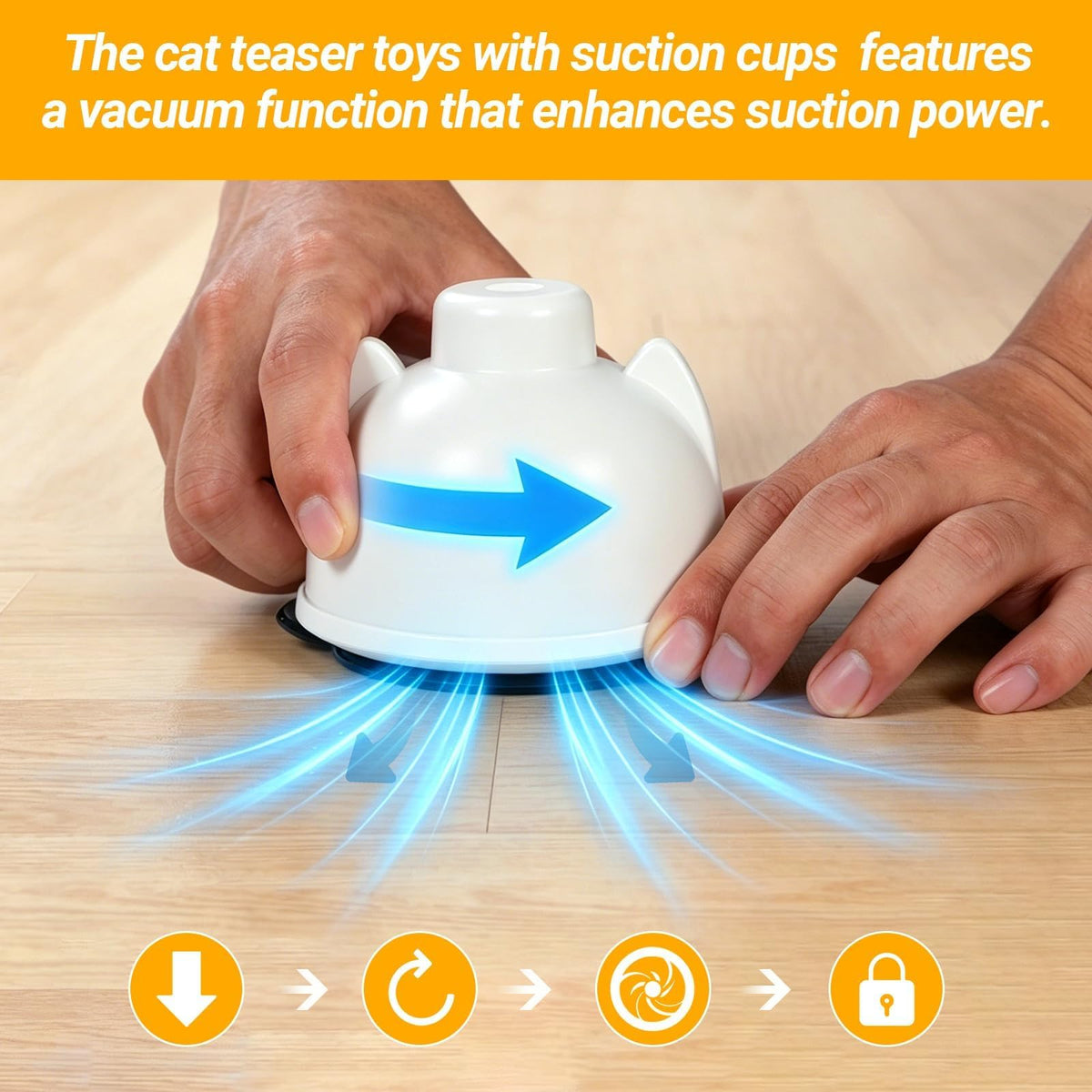 Interactive Cat Toys for Indoor Cats, Automatic 360° Spinning Cat Wand Toy, Strong Suction Cup Base, USB Rechargeable, Detachable Wand, 2 Feather Refills, 2 Speeds, 3 Modes for Cats of All Ages