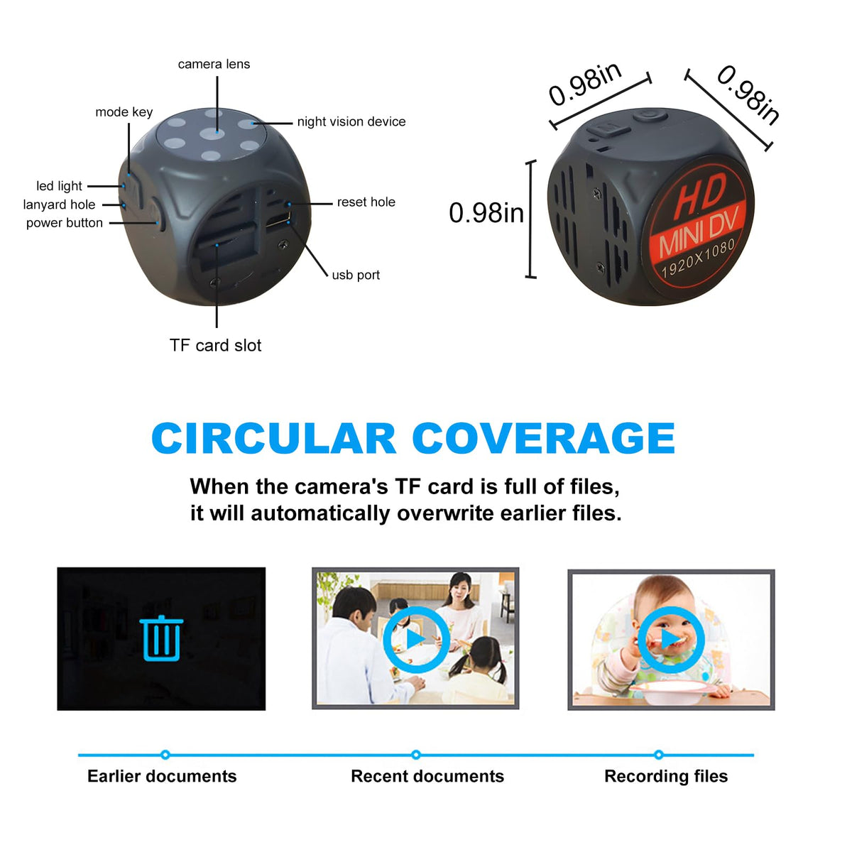 Pet Collar Camera & Cat Collar Camera with 64gb Sd Card,Spy Camera Hidden Camera ,Dog Tracker Collar,Motion Detection Records 1080p Video & Infrared Night Vision Functionality for Indoor/Outdoor.